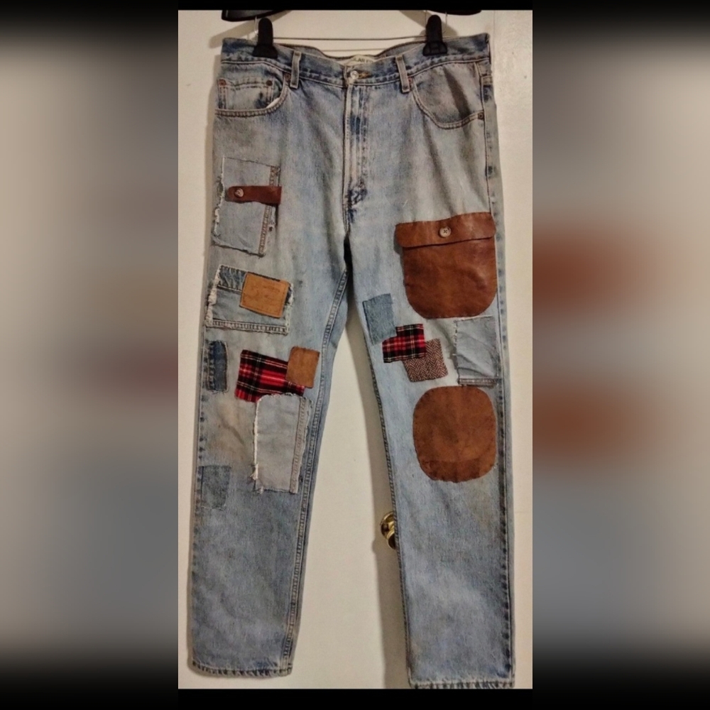 Levi's Vintage Custom Made Patchwork Straight Leg… - image 2